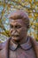 MOSCOW, RUSSIA- APRIL, 24, 2018: Close up of bronze sculpture of Joseph Vissarionovich Stalin, in Fallen Monument Park