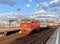 Moscow, Russia, April, 25, 2021. The train arrives at Serp and Molot Sickle and Hammer railway station in Moscow