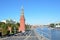 Moscow, Russia, August, 21, 2016. Russian scene: cars near Moscow kremlin