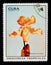 MOSCOW, RUSSIA - AUGUST 29, 2017: A stamp printed in shows Cypripedium rosy-dawn orchid, Tropical Orchids serie, circa 1972