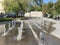 Moscow, Russia, August, 29, 2019. Fountain in the Park `Gorka` Hill in the Big Spasoglinishchevsky lane in the summer