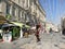 Moscow, Russia, August, 29, 2019. People walking in Kamergersky lane in sunny summer day