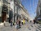 Moscow, Russia, August, 29, 2019. People walking in Kamergersky lane in sunny summer day