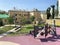 Moscow, Russia, August, 29, 2019. Playground in the Park `Gorka` Hill in the Big Spasoglinishchevsky lane in the summer