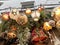 Moscow, Russia, December, 04, 2022. Lamps, decorating the business center `Salt yard`. Moscow.â€‹ Solyanka Street,