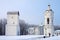 MOSCOW, RUSSIA - December, 2018: Winter day in the Kolomenskoye estate. The St. George Bell Tower