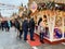 Moscow, Russia, December, 21, 2019. GUM fair. The pavilion fast-food `Siberian collection` on Red square in Moscow