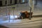 Moscow, Russia - December 7, 2022: Snowplow clearing snow from the street. Multihog mxc 100 Bucher Gmeiner Husky BlueDynamics