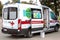 Moscow, Russia -  Emergency medical service.  Free vaccination against flu