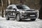 Moscow, Russia - February 2, 2020: New brutal male Honda SUV pilot in winter off-road