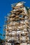 Moscow, Russia - July 01, 2022: scaffolding erected around the temple