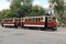 Moscow, Russia - July 13, 2019: Retro tram from the coupling of cars Ð¤ and H at the Tram Parade in Moscow.