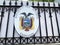 Moscow, Russia, July, 16, 2019. Coat of arms on the fence of the Embassy of Ecuador in Gorokhovsky lane in Moscow