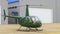 MOSCOW, RUSSIA - July 21, 2014:Robinson R44 is four-seat light helicopter. One of world's most popular helicopters with twin