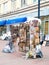 MOSCOW, RUSSIA - July 23, 2018: Paintings for sale on Arbat street, the famous place in Moscow.