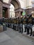 Moscow, Russia - July 27, 2019. Riot police at an opposition protest rally for fair elections to the Moscow City Duma