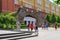 Moscow, Russia - June 03, 2018: Tourists walking near Ruins grotto in Alexandrovsky garden on a sunny summer morning