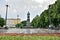 Moscow, Russia, June, 12,2014. Russian scene: Nobody, Gogol Boulevard in the rain