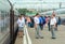 Moscow, Russia - June 14.2016. Passengers going to train at Kazan station