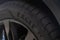 MOSCOW, RUSSIA - JUNE 14, 2021 Goodyear Eagle tire logo on the sidewall of the new tire.