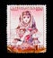 MOSCOW, RUSSIA - JUNE 20, 2017: A stamp printed in Czechoslovakia shows portrait of young woman in Czech national costume, circa