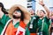 MOSCOW, RUSSIA - JUNE 2018: Happy Mexican fans in uniform sing national songs at a fan fest