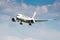 Moscow, Russia - June 21, 2019: Aircraft Boeing 787-8 Dreamliner JA842J of Japan Airlines landing at Domodedovo international