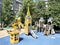 Moscow, Russia, June, 26, 2021.Moscow. Children`s playground in the courtyard of the Church of the Intercession of the Most Holy T