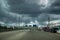 Moscow, Russia - June 5, 2015. Traffic on Leningrad highway before the storm.