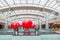 Moscow, Russia - March 05.2017. Balloons in the shape of heart in shopping complex Capitoliy