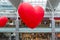 Moscow, Russia - March 05.2017. Balloons in the shape of heart in shopping complex Capitoliy