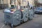 Moscow, Russia - March 14, 2016. Three dumpsters on street