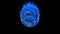 Moscow, Russia - March 20 2021: Mortal Kombat. Dragon logo made of old metal, red glowing eye in round ring in blazing blue fire