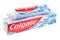 Moscow, Russia - March 27, 2021: Cardboard packaging and tube with screw cap of Colgate Triple Action Extra Whitening toothpaste