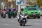 Moscow, Russia - May 04, 2019: Bikers in an organized column ride along Garden Ring in Moscow. Motofestival MosMotoFest 2019.