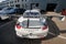 Moscow, Russia - May 05, 2019: White Porsche 911 GT3 RS Cup parked on the street. Super tuned and full modified racing car. Back