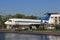 Moscow, Russia - May 07, 2019: Civilian passenger plane Yak-42 at the Exhibition