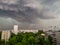 MOSCOW, RUSSIA - May 09, 2019: Rain clouds in Moscow