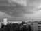 MOSCOW, RUSSIA - May 09, 2019: Rain clouds in Moscow, black and white photo