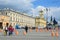 Moscow, Russia, May, 19, 2017. The building of the Central customs Department, Leningradsky and Yaroslavsky train stations on Koms