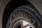 MOSCOW, RUSSIA - MAY 23, 2021 Kumho tire logo on the sidewall of the new tire.