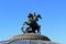 Moscow, Russia - May 26, 2018: Sculpture of George the Victorious on Manezh Square