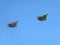 MOSCOW, RUSSIA - May 9, 2018: Group of Russian multifunctional fifth Generation Fighter Aircrafts SU-57 T-50 in fast flight in c