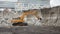 Moscow. Russia. News. Today. Snow cleaning spring export. The excavator destroys the snow mountain. Consequences of a multi-day sn