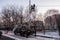 MOSCOW, RUSSIA,NOVEMBER ,28.2018:Workers repair the city street power line.Street lamp repair