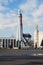 Moscow, Russia - October 05, 2019: Russian spaceship Vostok 1, monument of the first soviet rocket at VDNH. astronautics in USSR,