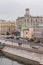 Moscow, Russia - October 05, 2019: View of Kadashevskaya embankment from the Patriarchal bridge. center of Moscow. Industrial