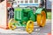 Moscow, Russia - October 08, 2019: View of american wheel tractor JOHN DEERE D on the exhibition of agricultural machinery on