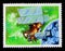 MOSCOW, RUSSIA - OCTOBER 1, 2017: A stamp printed in Cuba shows Satellit Horizont, Satellites and Space Probes serie, circa 1988