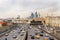 MOSCOW, RUSSIA - OCTOBER 13, 2018: view from the observation deck of the RAS, on the road and railway and modern buildings in the